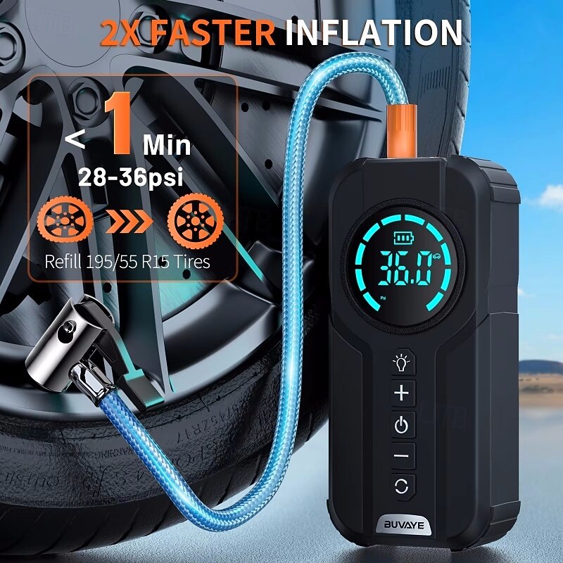 Car Multi-function Air Compressor Jump Starter Air Pump Convenient Tire Inflator Portable Battery Starter4