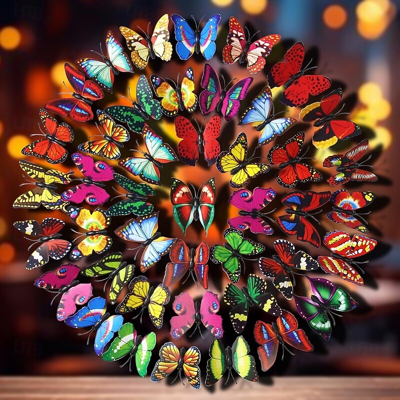 200 Pcs 6cm Simulation Butterfly Scene Layout Props Butterfly Accessories Wall Stickers Home Decoration Crafts for Christmas Gifts