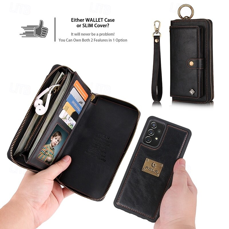 Phone Case For S24 S23 S22 S21 Ultra Plus S20 Back Cover with Stand Holder Magnetic Zipper Retro TPU PU Leather4