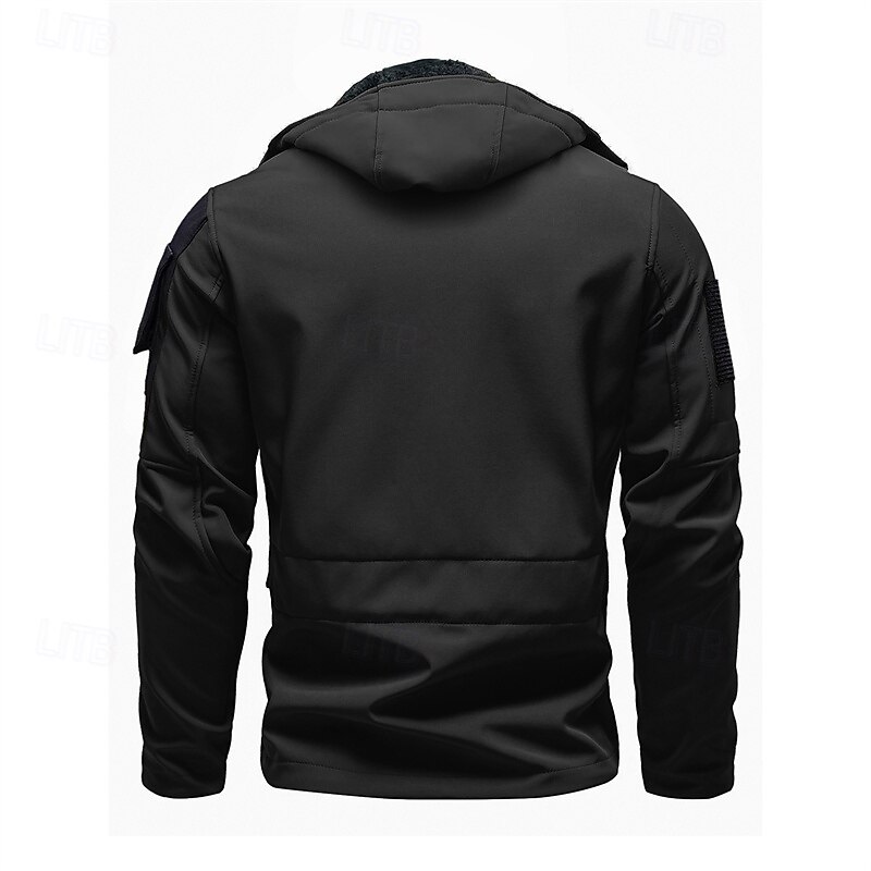 Men's Softshell Jacket Hiking Jacket Winter Outdoor Color Block Windproof Water Resistant Windbreaker Jacket Traveling Black Army Green Grey4