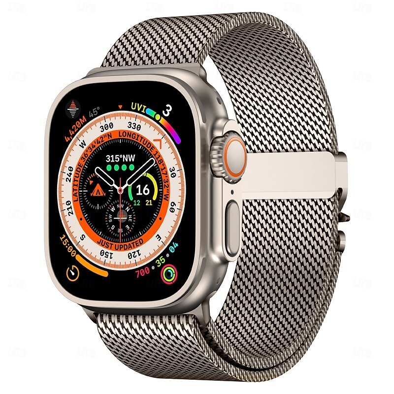 Sport Band Milanese Loop Compatible with Apple Watch band 38mm 40mm 41mm 42mm 44mm 45mm 49mm Metal Clasp Stainless Steel Strap Replacement Wristband for iwatch Ultra 2 Series 9 8 7 SE 6 5 4 3 2 12