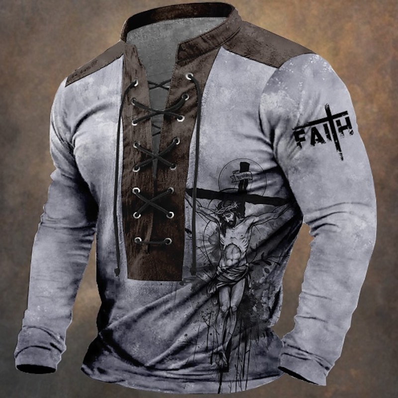 New Year Men's Graphic Geometric Ethnic Sweatshirt Sweatshirt Long Sleeve Sweatshirt V Neck Sports Daily Party Print Christmas Party New Year Drawstring 3D Print Winter Spring &  Fall2