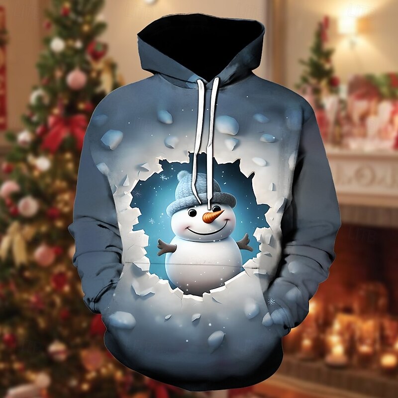 Christmas Snowman Hoodie Funny Christmas Hoodie 3D Christmas Front Pocket Graphic For Couple's Men's Women's Adults' Christmas Carnival 3D Print Party Casual Daily4
