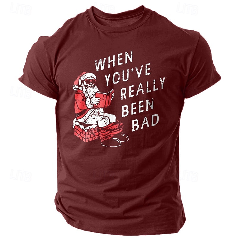 Christmas Men's Santa Claus Letter Printed funny christmas T Shirt 100% Cotton Short Sleeve Graphic Shirt Black Wine Comfortable Tee Festival Fashion Designer Clothing2