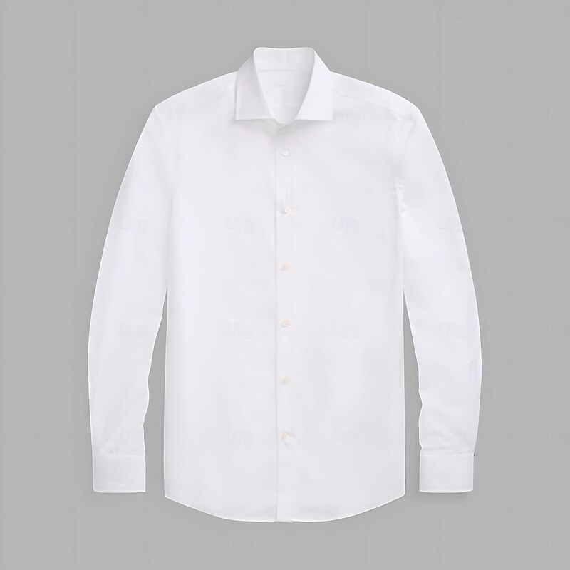 Men's Dress Shirt Button Up Shirt Solid Color School Formal White Blue Light Sky Blue Light Blue-White Long Sleeve Turndown All Seasons Clothing Apparel3