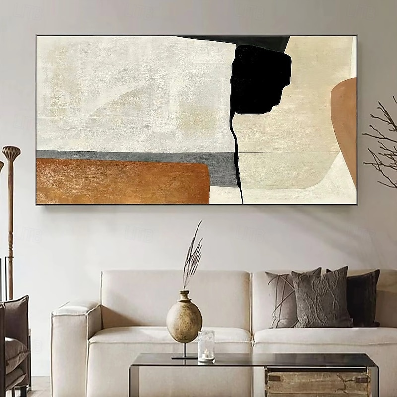Beige Wabi Sabi painting hand painted Wall Art Black Beige Abstract Painting Large Brown Minimalist art Wall Art Beige Textured Canvas Painting Neutral Wall Decor4