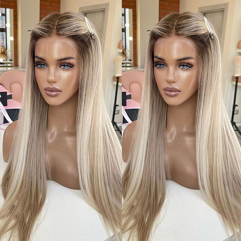 Remy Human Hair 13x4 Lace Front Wig Free Part Brazilian Hair Natural Straight Black Multi-color Wig 150% Density with Baby Hair Glueless Pre-Plucked For wigs for black women Long Human Hair Lace Wig2