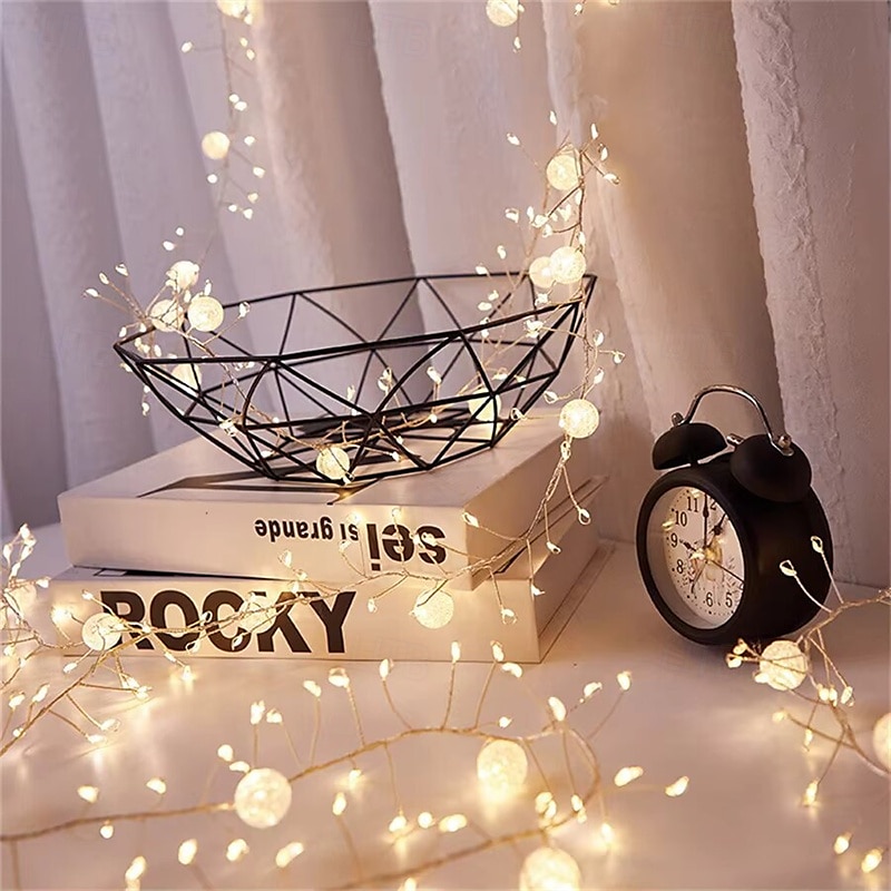 6M 400 LED String Lights Firecracker Cluster Garland Lights, Outdoor Christmas Fairy Lights With Crackling,DC31V Crystal Crackle Ball Fairy Lights for Patio, Window, Party Decor - EU/US/UK Plug3