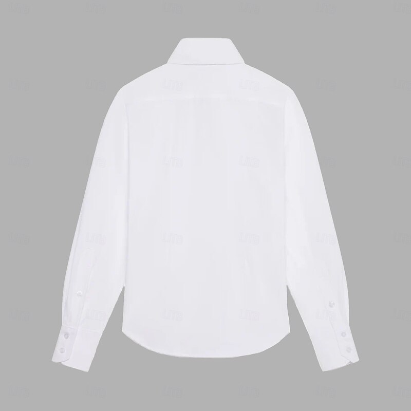 Men's Dress Shirt Button Up Shirt Solid Color School Formal White Blue Light Sky Blue Light Blue-White Long Sleeve Turndown All Seasons Clothing Apparel4