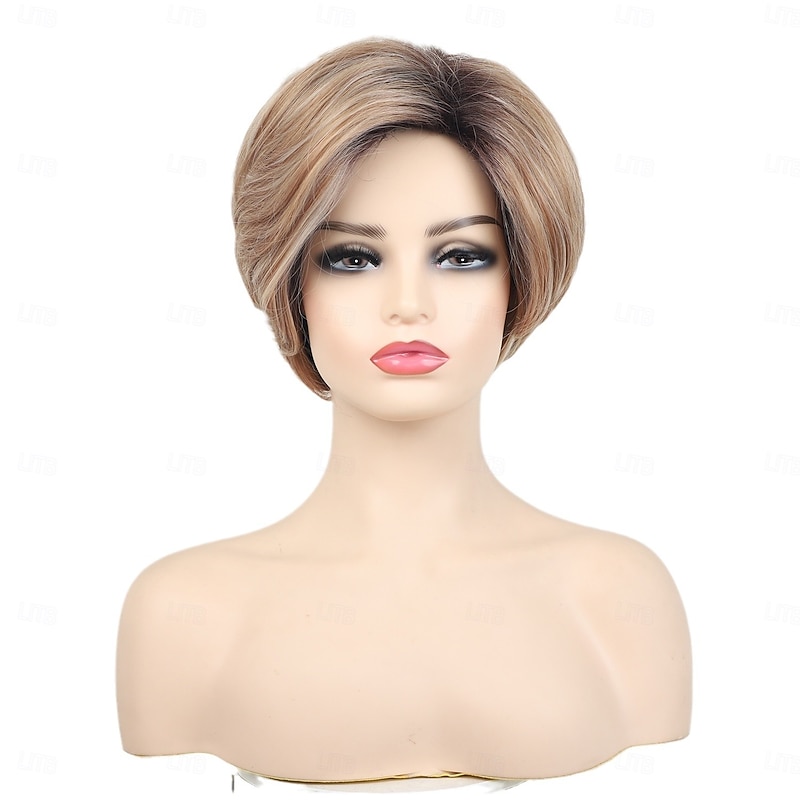 Short Brown Wigs for Women Bob Wig Natural Straight Wig Side Part Hair for Daily Party Cosplay2