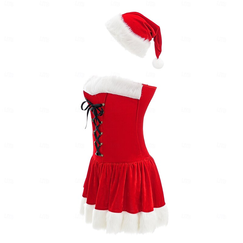 Santa Suit Santa Claus Mrs.Claus Christmas Dress Santa Clothes Sexy Costumes Santa Hat Women's Sexy Cosplay Costume Adults Christmas Masquerade Christmas Party Dress Hat3