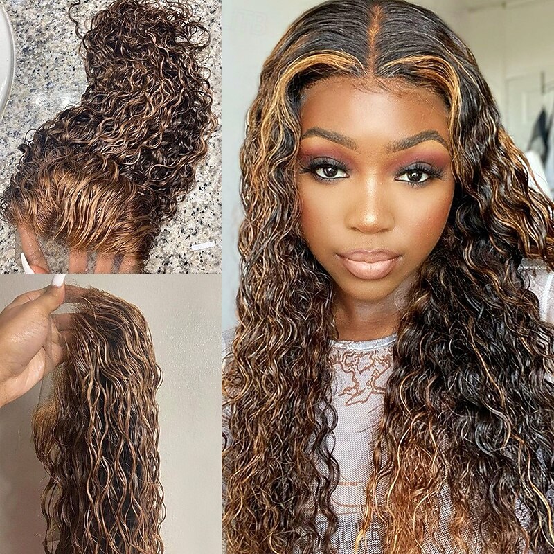Human Hair 13x6 Lace Front 13x4 Lace Front Wig Free Part Brazilian Hair Deep Wave Water Wave Dark Brown Wig 130% 150% 180% Density with Baby Hair 100% Virgin Glueless Pre-Plucked For wigs for black2