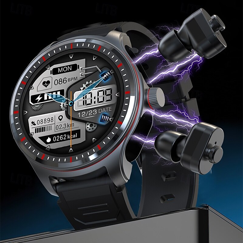 Imosi 1.53 inch Smart Watch Bluetooth Call Pedometer Earphones 2 In 1 Earbuds Local Music Playback TWS Bluetooth Wireless Sports Headset Smartwatch