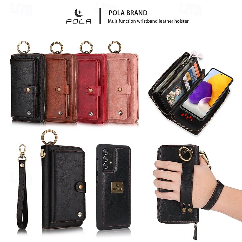 Phone Case For S24 S23 S22 S21 Ultra Plus S20 Back Cover with Stand Holder Magnetic Zipper Retro TPU PU Leather