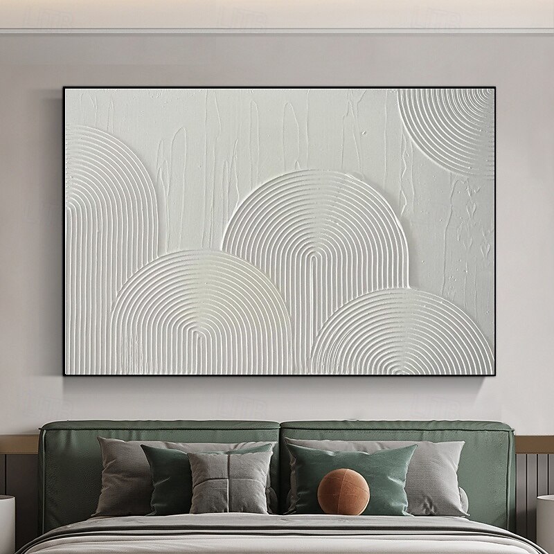 Textured arch canvas painting Hand-painted Minimalist White canvas wall art Textured modern wall art Minimalist rainbow canvas Home Decor Frame Ready To Hang