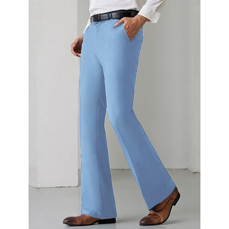 Men's Graduation Dress Pants Flared Pants Trousers Suit Pants Pocket Plain Comfort Breathable Outdoor Daily Going out Fashion Casual Black White4