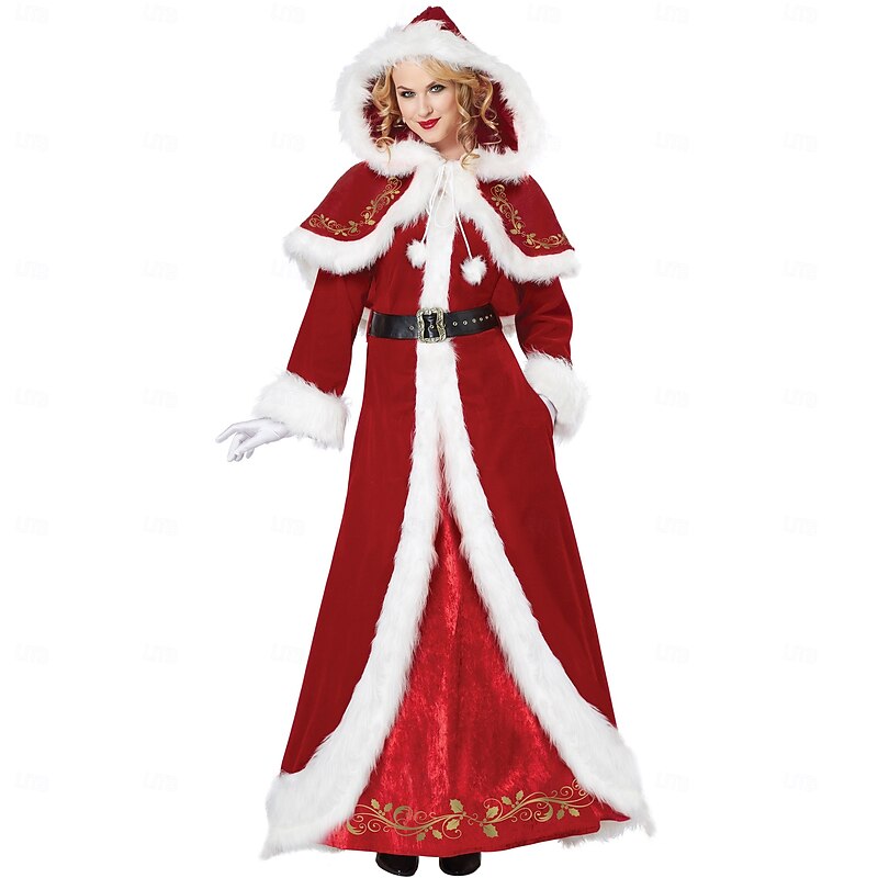 Santa Suit Santa Claus Mrs.Claus Christmas Dress Santa Clothes Sexy Costumes Santa Hat Women's Sexy Cosplay Costume Adults Christmas Masquerade Christmas Party Dress Gloves Belt Hat