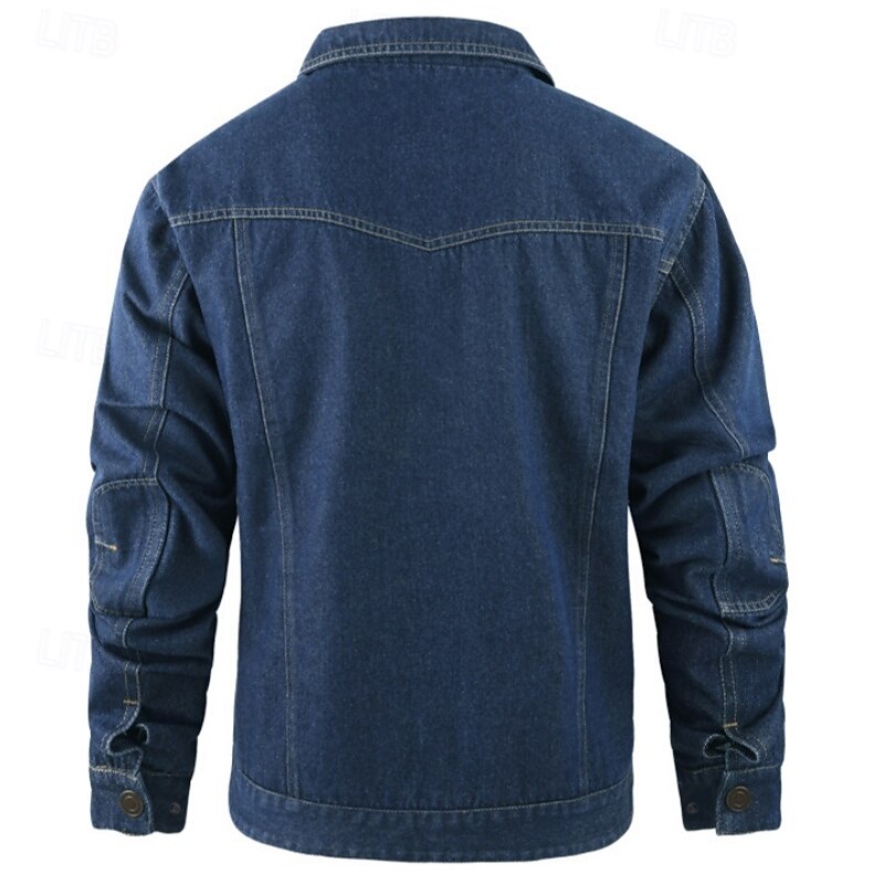 Men's Trucker Jacket Shirt Jacket Denim Jacket Button Winter Spring &  Fall Vintage Western Style Black Brown Green Dark Blue Light Blue Jacket2