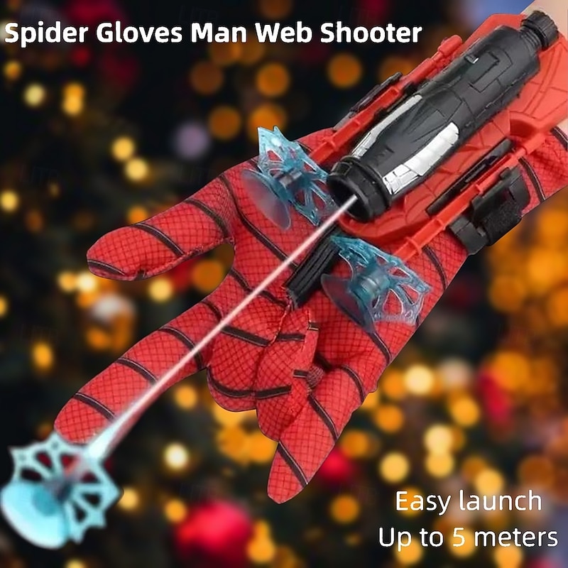 Spider Launcher Spider Silk Spider Hero Man Spinning Silk Gloves Black Children'S Toy Boy Soft Bullets Can Be Launched Halloween Gift for Christmas Gifts