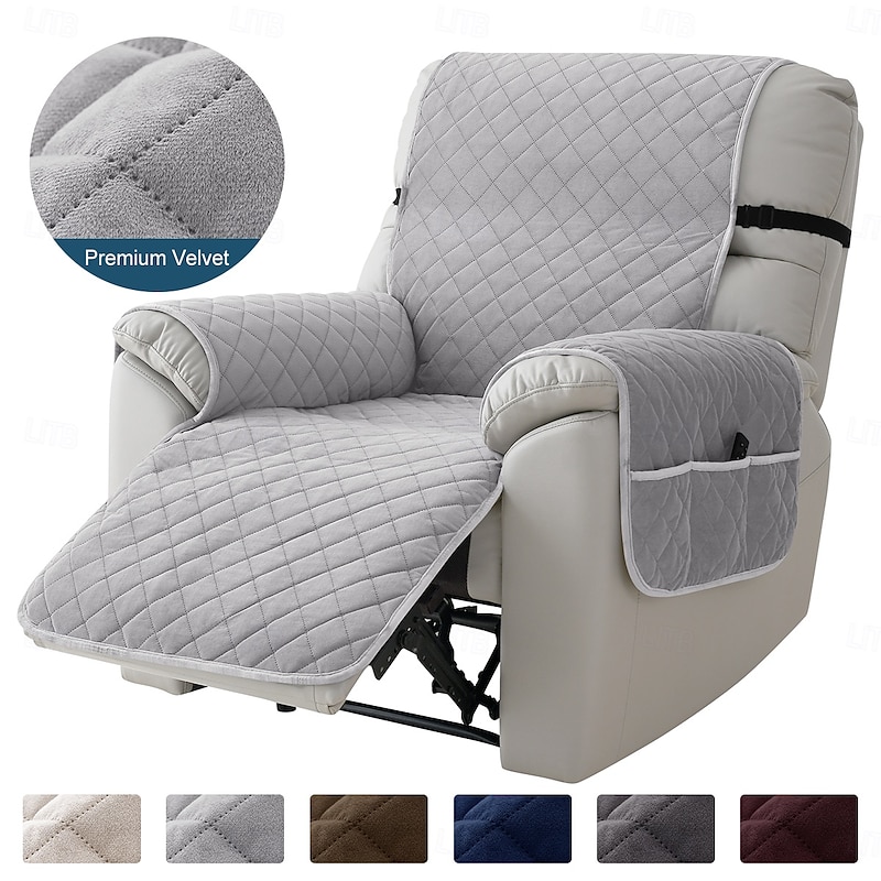 Waterproof Thick Recliner Chair Sofa Covers Velvet Non Slip Super Soft