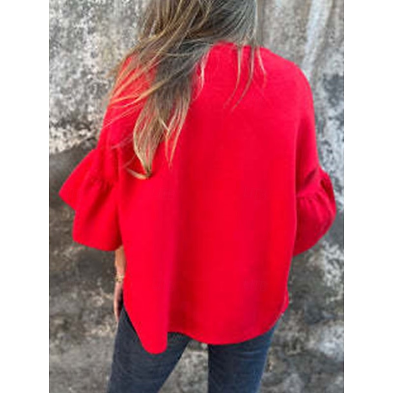 Women's Winter Jacket Outdoor Street Daily Wear Fall Winter Regular Coat Regular Fit Thermal Warm Breathable Stylish Casual Jacket 3/4 Length Sleeve Plain Oversize Black Red Green2