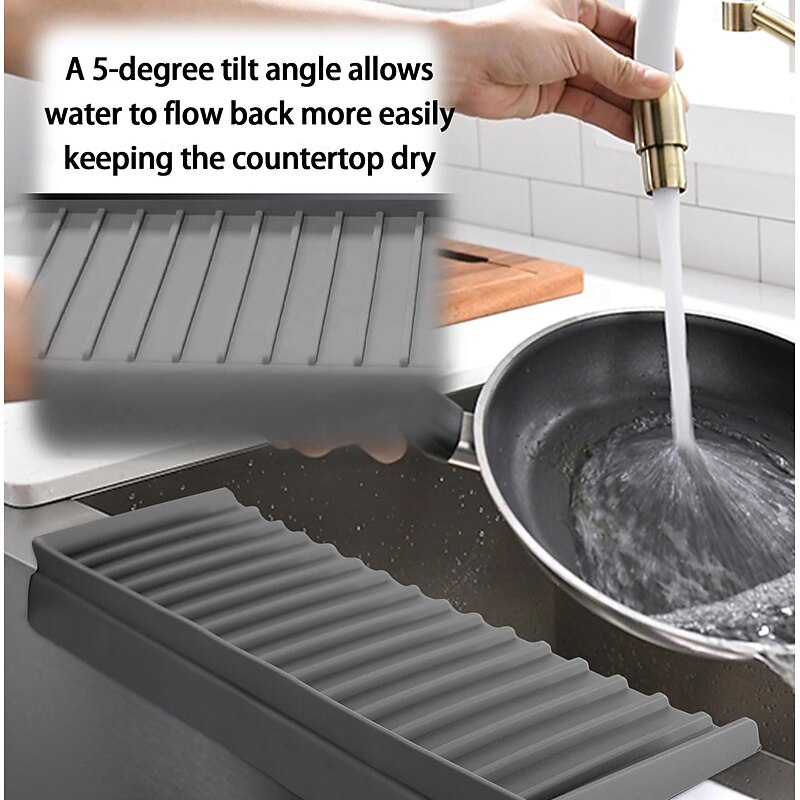 Silicone Sink Edge Protectors, Kitchen Sink Splash Guards, 4" x 20" Multifunction Sink Accessories, Splash Guard For Bathtub Sink, Countertop Protectors For Granite/Quartz Kitchen Sink4