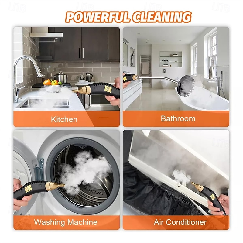 1500W Portable Handheld Steam Cleaner, High Temperature Pressurized Steam Cleaning Machine with Brush Heads3