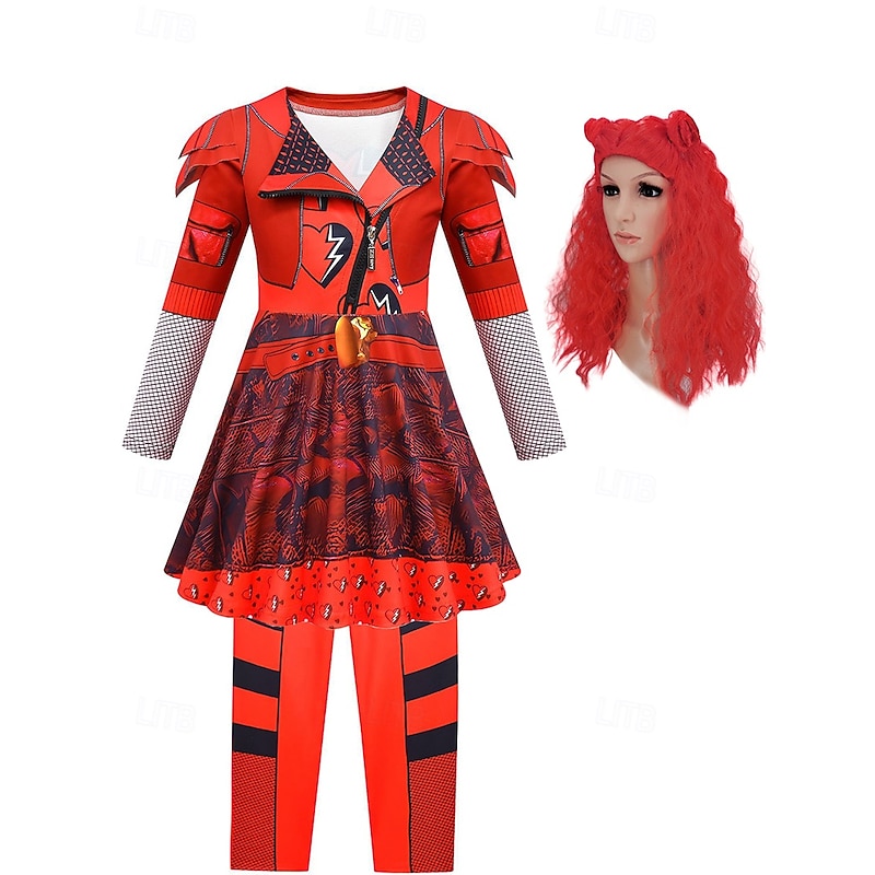 Descendants The Rise of Red Kids Red Queen of Hearts Pants Outfits Cosplay Movie Cosplay for Girls' Kid's Masquerade Party