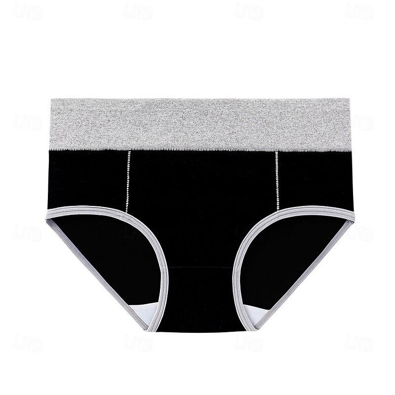 Women's Basic Panties 1 PC Underwear Simple Classic Pure Color Mid Waist Plus Size Gender Neutral Light Blue Black White M L XL Home Outfits2