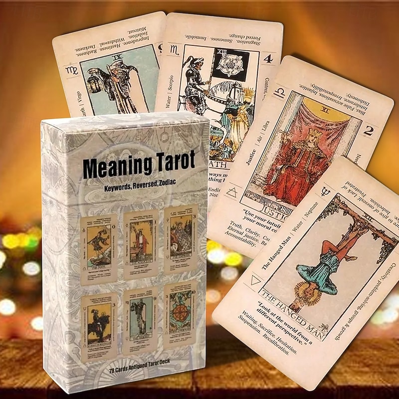 Meaning Tarot Card With Meaning On Them Beginner Tarot Keyword Antiqued Tarot Deck Learn Tarot 78 Cards for Christmas Gifts