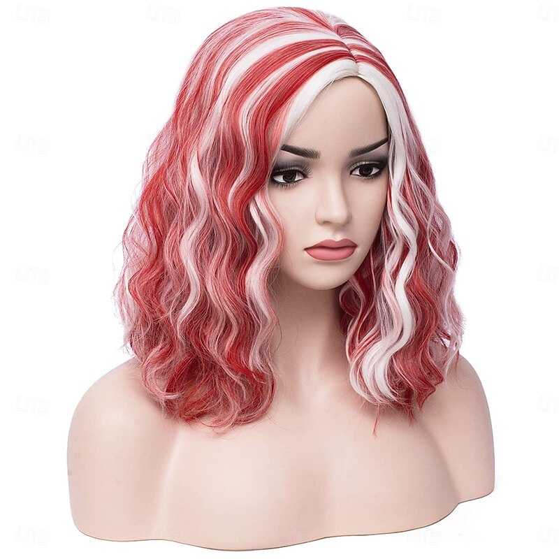 Wig Side Part Short Curly Wavy Bob Wig Hair Wigs Synthetic Cosplay Costume Party Wigs2