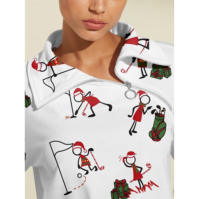 Women's Golf Pullover Sweatshirt White Long Sleeve Top Ladies Golf Attire Clothes Outfits Wear Apparel3