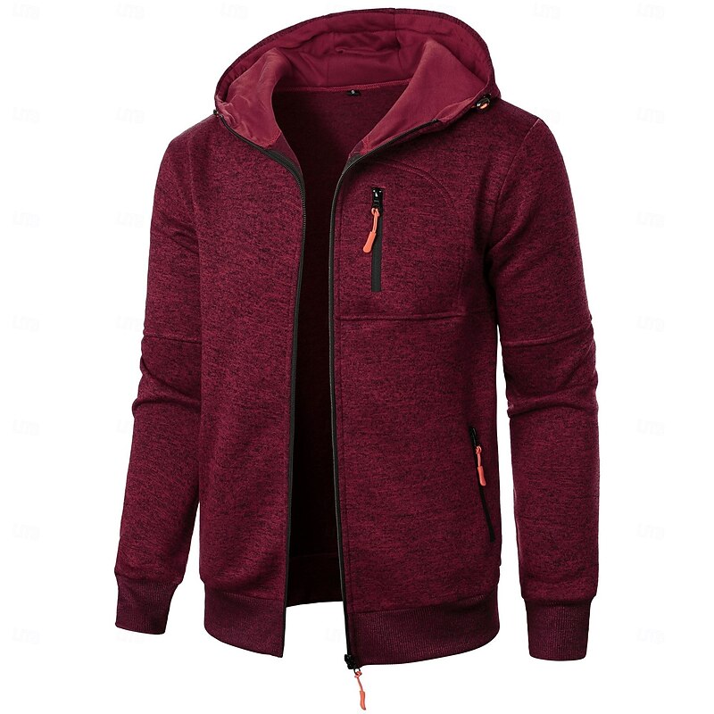 Men's Hoodie Full Zip Hoodie Tactical Hoodie Wine Red Black Navy Blue Brown Dark Gray Hooded Plain Tactical Sports & Outdoor Daily Streetwear Cool Casual Winter Spring &  Fall Clothing Apparel Hoodies3