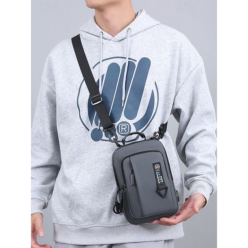 Men's Waterproof Crossbody Sling Bag with USB Charging Port – Outdoor Travel Shoulder Bag with Multi-Pockets4