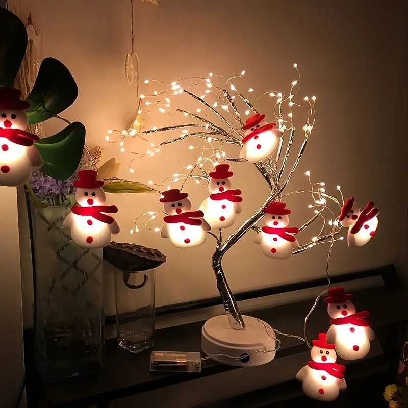 New 10 LED 5.4ft Christmas Tree Lights Christmas Snowman String Lights Light Up String Lights Short Plush Lights For Christmas Decoration Fall Decorations For Home (Battery Powered)3