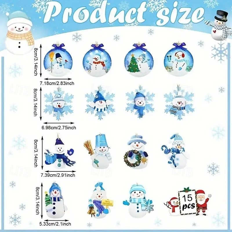 30pcs Christmas Wooden Ornaments, Xmas Tree Pendant Decoration - Snowman Hanging Decor with Teardrop and Spire Designs - Seasonal Decorations for Christmas4