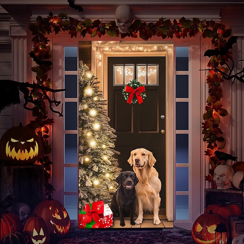 Christmas Door Decorations Door Covers Nativity Scene Xmas Snowman Door Tapestry Door Curtain Decoration Backdrop Indoor/Outdoor Door Banner for Front Door Farmhouse4