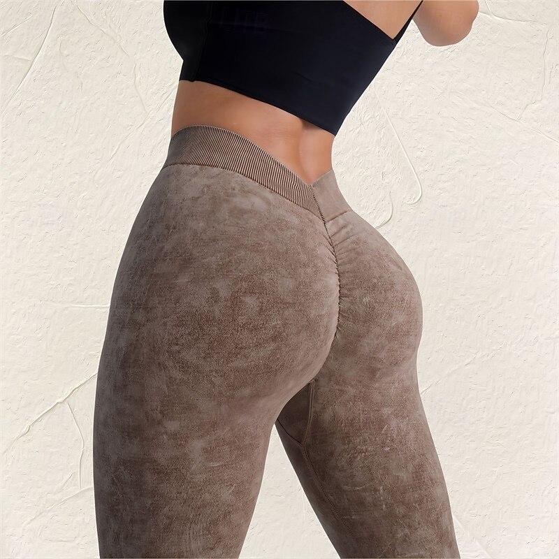 Women's Yoga Pants Yoga Leggings Scrunch Butt Ruched Butt Lifting Butt Lift Tummy Control High Waist Pilates Gym Workout Workout Tights Solid Color Dark Grey Blue Light Grey Fall Winter Sports2