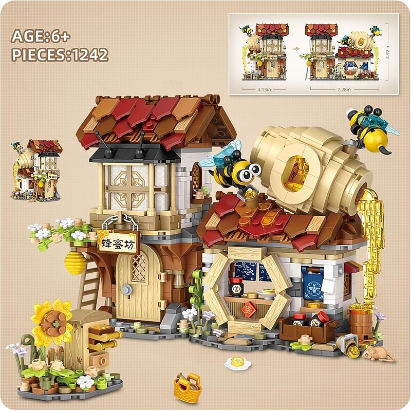 Honey Workshop Mini Building Blocks MOC Creative Building Toys Model Set for 7-9 Years Old Girls Boys 1242 PCS Simulation Architecture Construction Toy Gift Idea for Kids Adults4