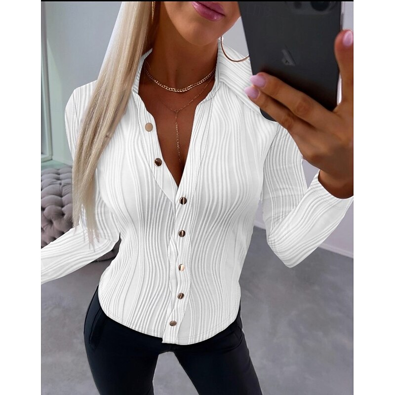 Women's Pullover Sweater Jumper Cardigan Sweater Casual Solid Color Cable V Neck Buttons Long Sleeve Knit Daily Black White Fall
