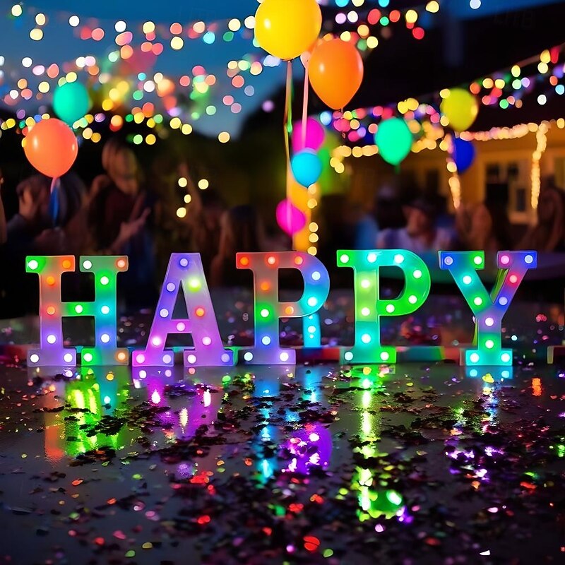 LED Alphabet Letter Lights with Romote Control, Customizable Colorful Signs Light Up Letters for Christmas, Parties, Weddings, & Home Décor