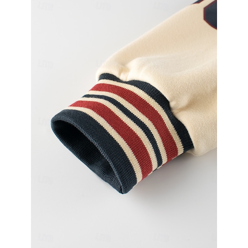 Kids Girls' Baseball Jacket Bear Sports Pocket School Cotton Coat Outerwear 4 years+ Fall Dusty Blue2