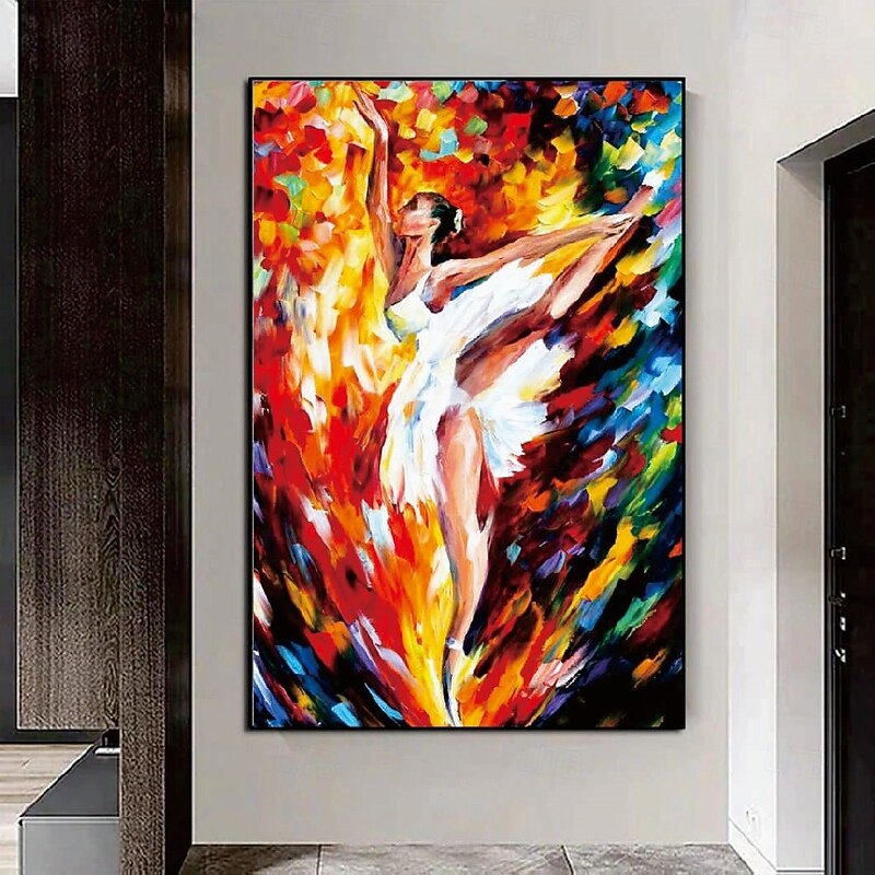 Ballerina Dancing Girl painting hand painted Modern pattle knife Paintings Textured firgure Painting Modern Wall Art Ballerina painting Hand Painted Artwork pictue painting for Living Room Wall Decor4