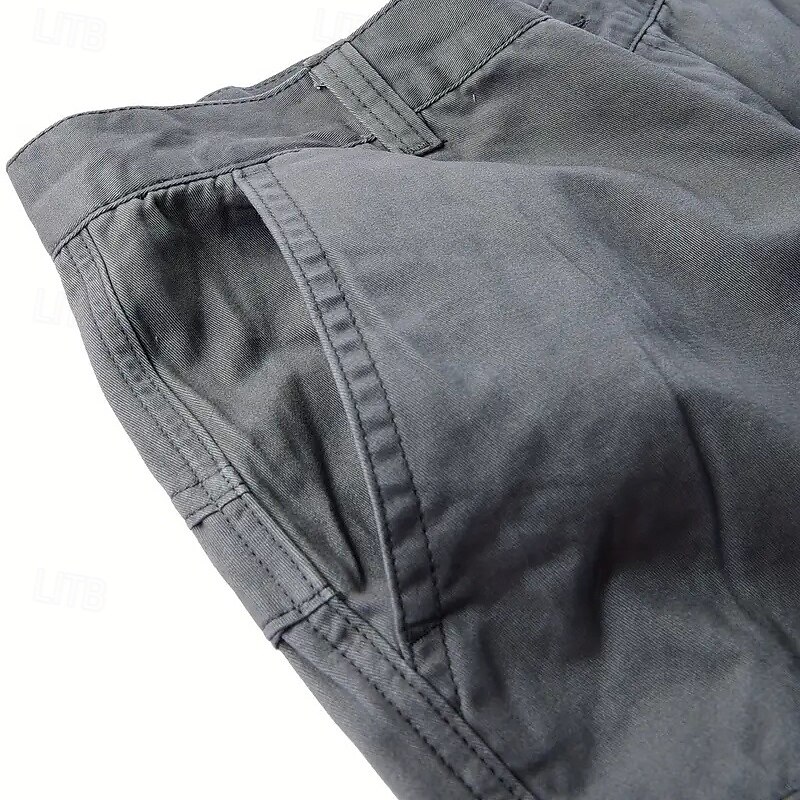 Men's Cargo Pants Trousers Buttons Multi Pocket Plain Wearable Outdoor Daily Camping & Hiking Fashion Classic ArmyGreen Black 7