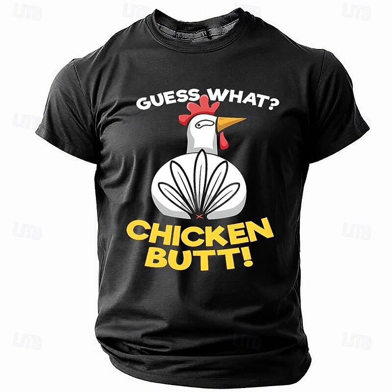 Men's Rude Offensive Christmas Rooster Text T shirt Short Sleeve T shirt 3D Print Crew Neck Shirt Fashion Funny Athleisure Street Sports Outdoor Daily Black Red Blue Summer Spring Clothing Apparel S4