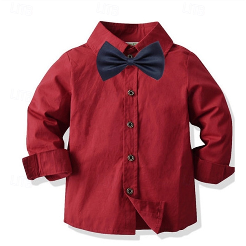 Kids Boys Shirts Solid Color Long Sleeve Patchwork Outdoor Fashion Light Green Spring &  Fall Clothes 3-7 Years2