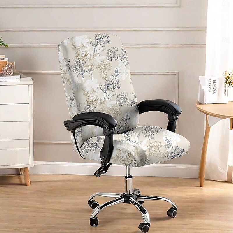 Floral Printed Office Chair Cover High Back Dining Chair Cover Stylish and Stretchy Slipcover Durable Furniture Protector for a Comfortable and Elegant Workspace Decor