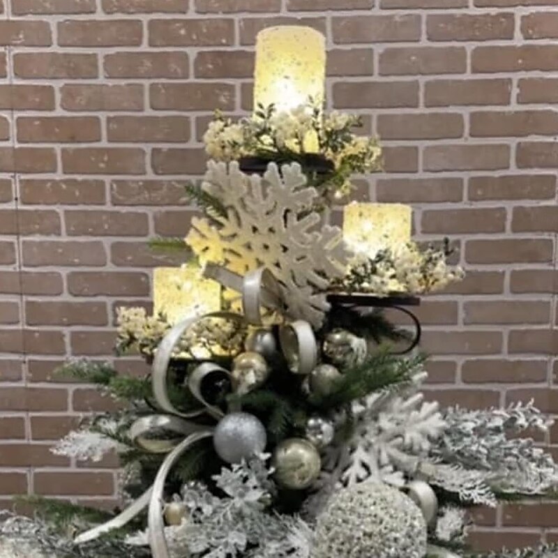 Black Triple Christmas Tree Topper, Tree Topper Candle Holder, 3 Tier Candle Holder, Candelabra Tree Topper for Christmas, Christmas Topper Unique, Light up Christmas Tree3