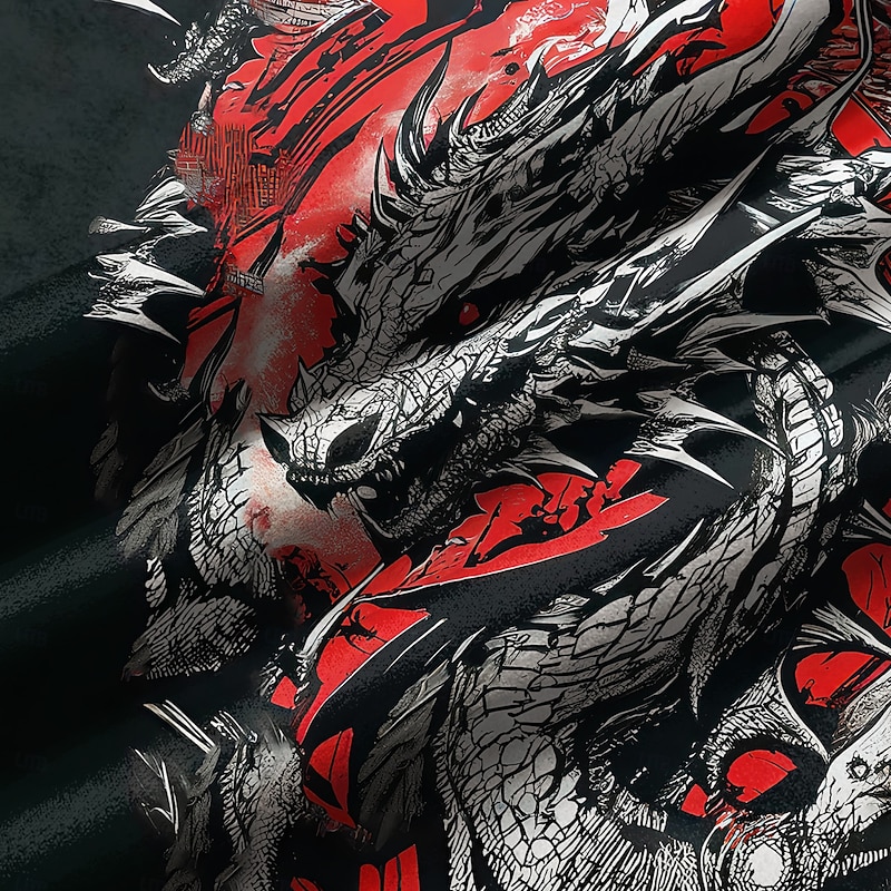 Men's Dragon Fleece Sweatpants Drawstring Elastic Waist Casual Dark Outdoor Home Party Evening Wear Pocket Thermal Winter 3D Print Red4