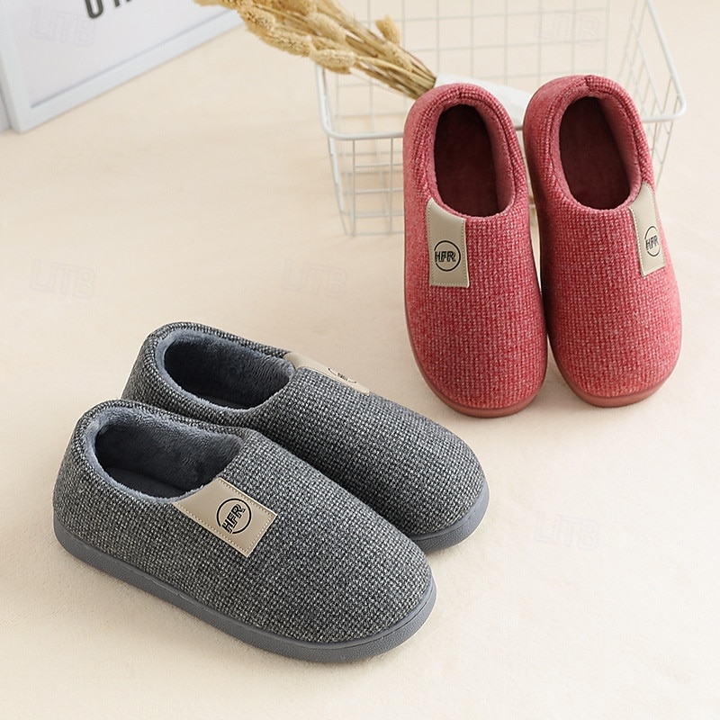 Women's Slippers Simple Indoor and Outdoor Household Warm Slippers Couple Winter Cotton Slippers for Adult Teenager